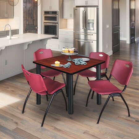 KEE Square Tables > Breakroom Tables > Kee Square Table & Chair Sets, 48 W, 48 L, 29 H, Cherry TB4848CHBPBK47BY